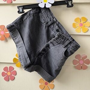 Women's Black/Gray Denim Shorts